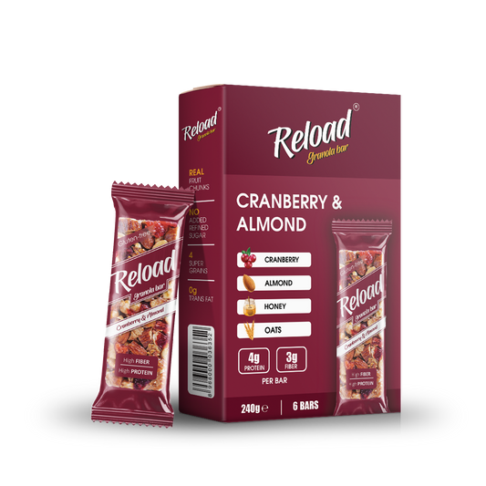 Reload Granola Bar Cranberry & Almond – Box (6 Bars)