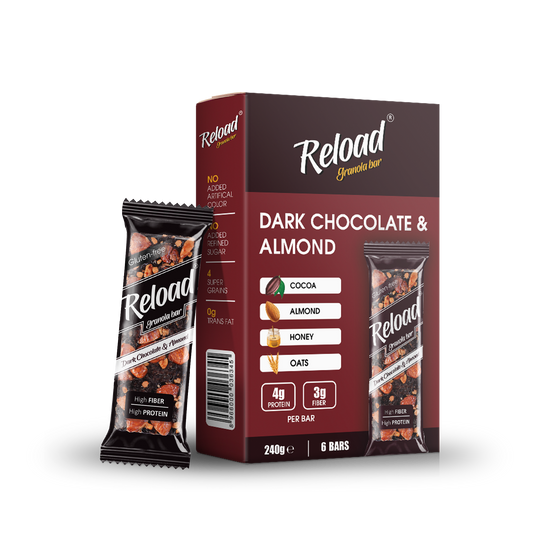 Reload Granola Bar Dark Chocolate & Almond – Box (6 Bars)