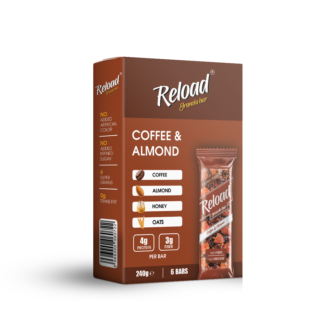 Reload Granola Bar Coffee & Almond – Box (6 Bars)