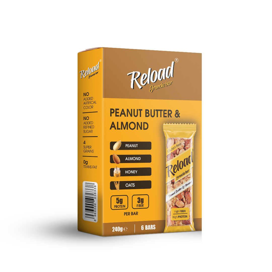 Reload Granola Bar Peanut Butter & Almond – Box (6 Bars)