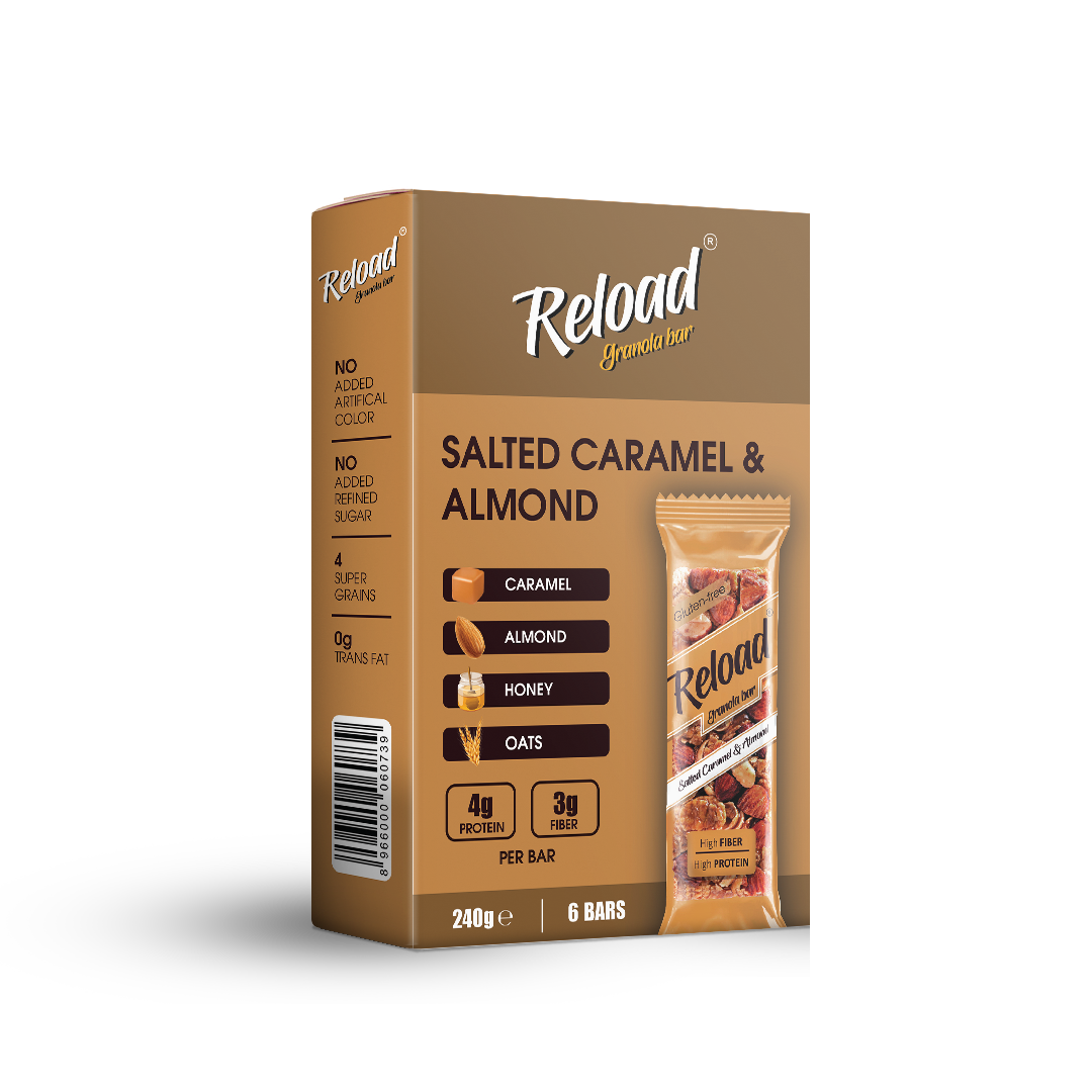 Reload Granola Bar Salted Caramel & Almond – Box (6 Bars)